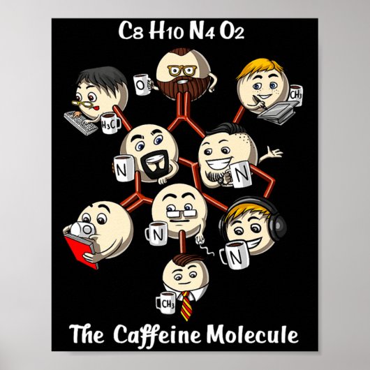 Chemistry Caffeine Molecule Funny Science Geek Cof Poster (Vorne)