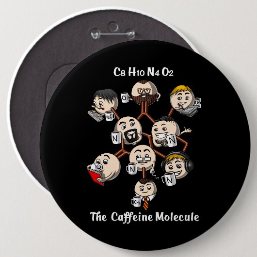 Chemistry Caffeine Molecule Science Coffee Geek Button (Vorne & Hinten)