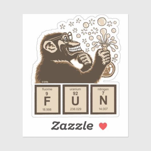 Chemistry monkey discovered fun aufkleber (Blatt)