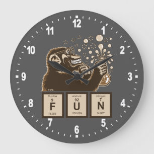 Chemistry monkey discovered fun große wanduhr