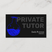 Chemistry Private Tutor Blue Flask Sketch Black Visitenkarte (Vorderseite)