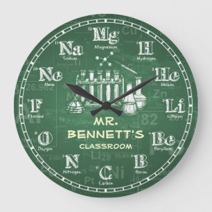 Chemistry Science Chalkboard Personalizable Clock Große Wanduhr