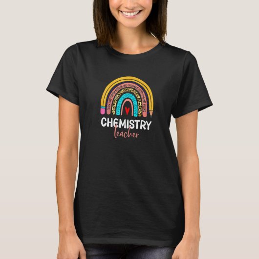 Chemistry Teacher Leopard Rainbow Back To School C T-Shirt (Vorderseite)