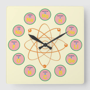 Chemistry Themed Square Wall Clock Quadratische Wanduhr