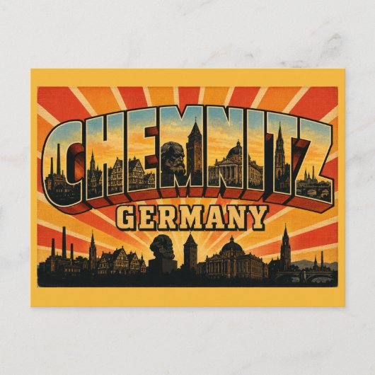 Chemnitz Deutschland Denkmal Postkarte (Vorderseite)