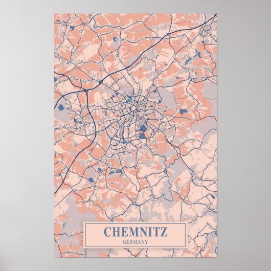 Chemnitz Deutschland Windige Stadtplan Reise Poster (Vorne)