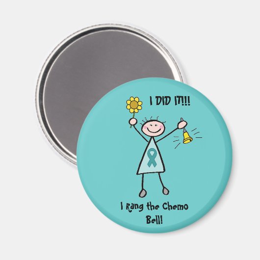 Chemo Bell - Aquamarines Uteruskrebs Magnet (Vorderseite/Rückseite)