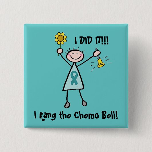 Chemo Bell - Eierstockkrebs-aquamarines Band Button (Vorderseite)