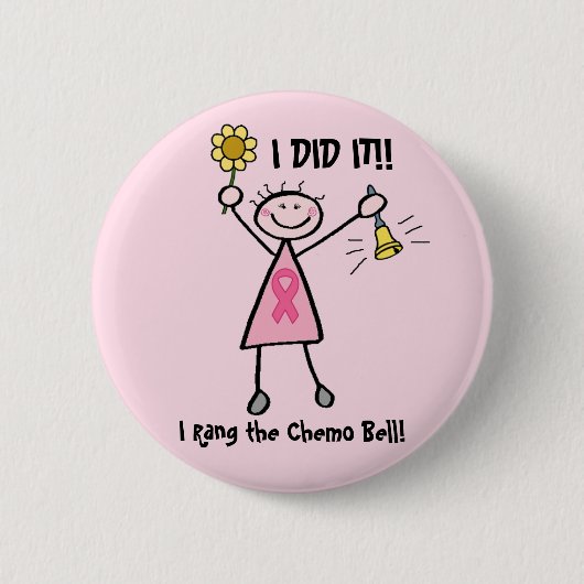 Chemo Bell - rosa Band-Brustkrebs Button (Vorderseite)