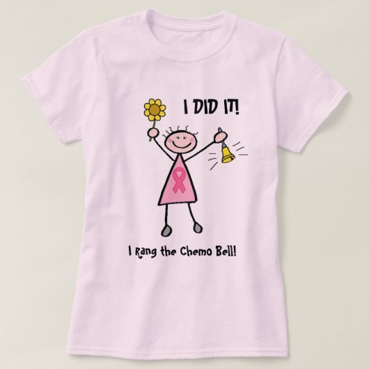 Chemo Bell - rosa Band-Brustkrebs T-Shirt (Design vorne)