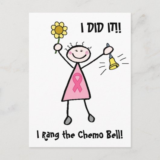 Chemo Bell - rosa Ribbon Brustkrebs Postkarte (Vorderseite)