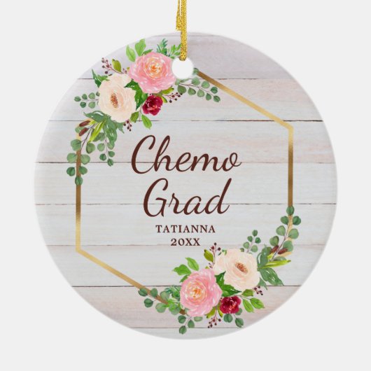 Chemo Grad Personalisierter Brustkrebs Keramik Ornament (Hinten)