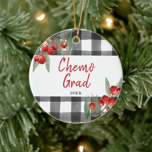 Chemo Graduate Karierter Personalisierter Krebsübe Keramik Ornament (Baum)
