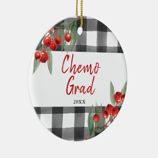 Chemo Graduate Karierter Personalisierter Krebsübe Keramik Ornament (Rechts)