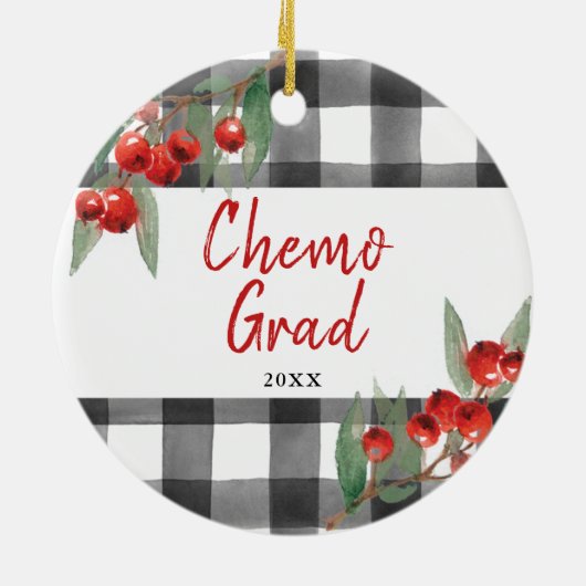 Chemo Graduate Karierter Personalisierter Krebsübe Keramik Ornament (Hinten)