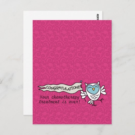 Chemo Herzlichen Glückwunsch Owl Postkarte (Vorne/Hinten)