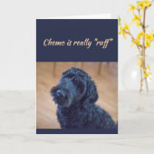 Chemo ist Ruff Niedlich Black Curly Dog Pet Karte (Gelbe Blume)