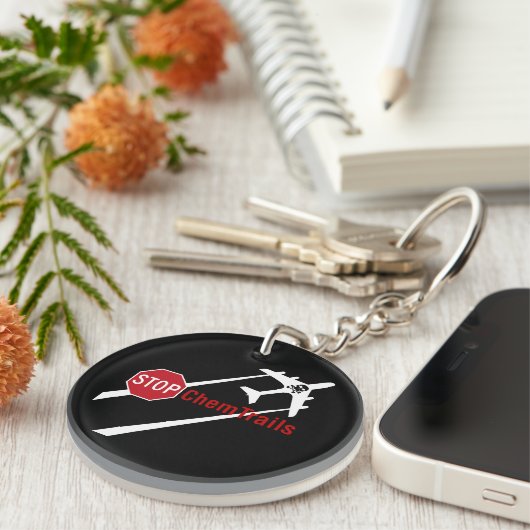 Chemtrail Flugzeug Präsistente Kontrails Schädelkn Schlüsselanhänger (Vorderseite rechts)