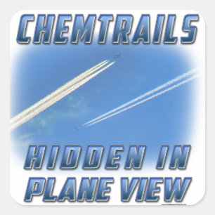 Chemtrails in Flugzeug View Quadratischer Aufkleber