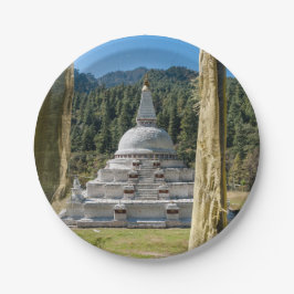 Chendebji Chorten in Bhutan, Himalaya, Asien Pappteller