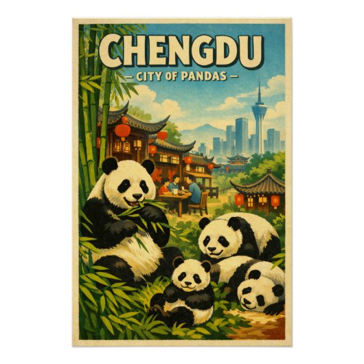 Chengdu, China, in klassischem Retro-Stil Poster (Vorderseite)