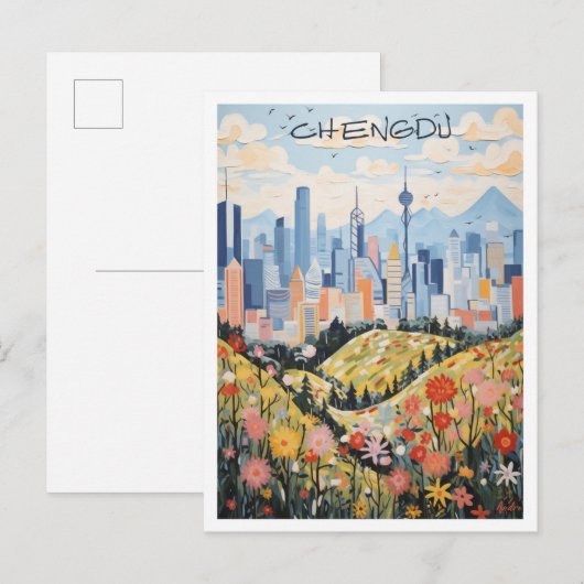 Chengdu China Reise Ästhetik Postkarte (Vorne/Hinten)