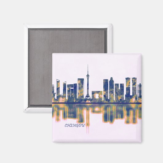 Chengdu Skyline Magnet (Vorderseite/Rückseite)