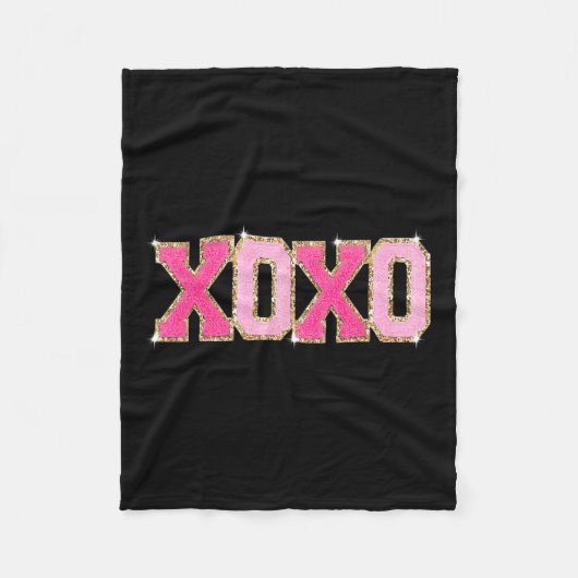 Chenille Patch Sparkling Xoxo Valentinstag Herz Fleecedecke (Vorderseite)