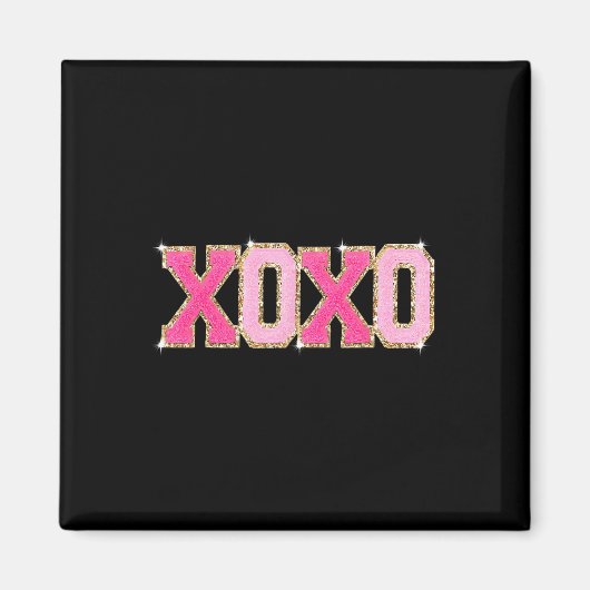Chenille Patch Sparkling Xoxo Valentinstag Herz Magnet (Vorne)