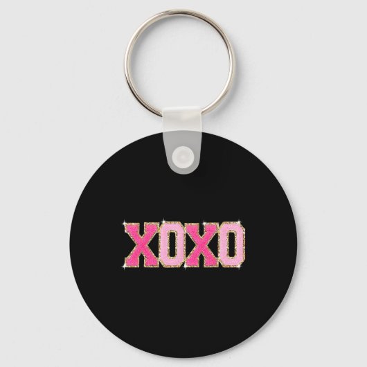 Chenille-Patch-Sparkling-Xoxo-Valentinstag-Herz Schlüsselanhänger (Vorderseite)