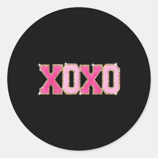 Chenille Patch Sparkling Xoxo-Valentinstag Runder Aufkleber (Vorderseite)