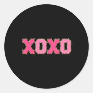 Chenille-Patchwork funkelndes Xoxo Valentinstag He Runder Aufkleber