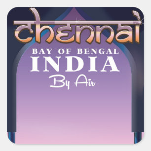 Chennai, Bengalische Bucht in Ostindien Quadratischer Aufkleber