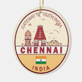 Chennai India City Skyline Emblem Keramik Ornament (Links)