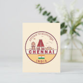 Chennai India City Skyline Emblem Postkarte (Stehend Vorderseite)