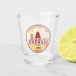 Chennai India City Skyline Emblem Schnapsglas