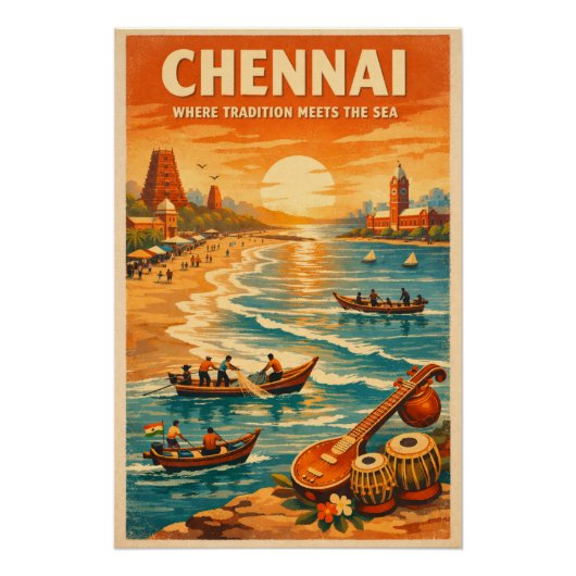 Chennai, India, in a classic retro Poster (Vorderseite)