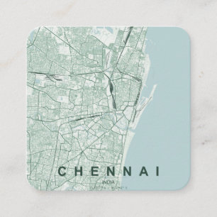 Chennai Indien Stadtkarte & Benutzerdefinierter Te Quadratische Visitenkarte