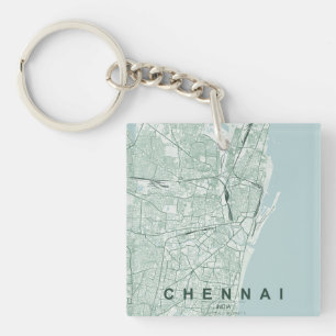 Chennai Indien Stadtkarte & Benutzerdefinierter Te Schlüsselanhänger