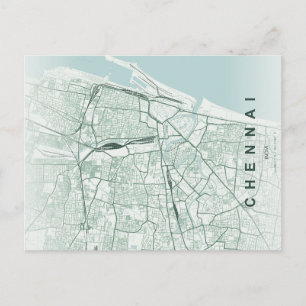 Chennai Indien Stadtplan Minimal Design Postkarte