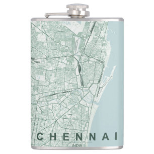 Chennai Indien Stadtplan Minimales Design Flachmann