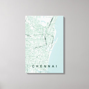 Chennai Indien Stadtplan Minimales Design Leinwanddruck