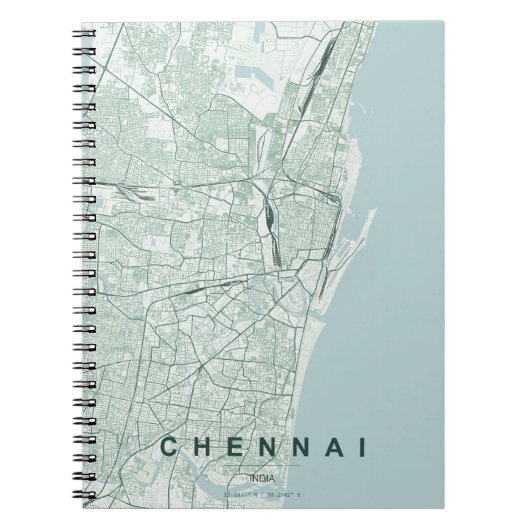 Chennai Indien Stadtplan Minimales Design Notizblock (Vorderseite)