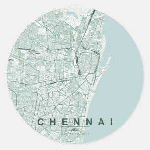 Chennai Indien Stadtplan Minimales Design Runder Aufkleber