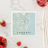 Chennai Indien Stadtplan Minimales Design Serviette (Beispiel)