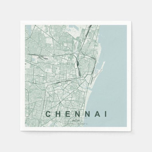 Chennai Indien Stadtplan Minimales Design Serviette (Vorderseite)