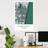 Chennai Map Poster| Madras| Tamil Nadu| Indien Poster (Heimbüro)