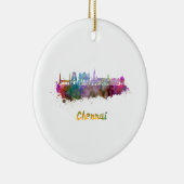 Chennai Skyline in Aquarellfarbe Keramik Ornament (Rechts)