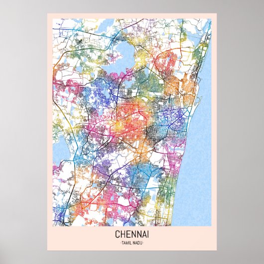 Chennai Tamil Nadu Stadtkarte Poster (Vorne)