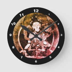 Chenrezing Buddha, Vintage Heruka, Tibet Himalaya Runde Wanduhr